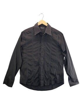 Mens Shirt Black Button Down XXL by 7 Diamonds Embroidered Trim Long Sleeve